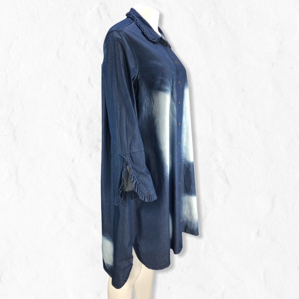 NWOT Denim Easel Distressed Button Up Shirt Dress - Picture 2 of 14